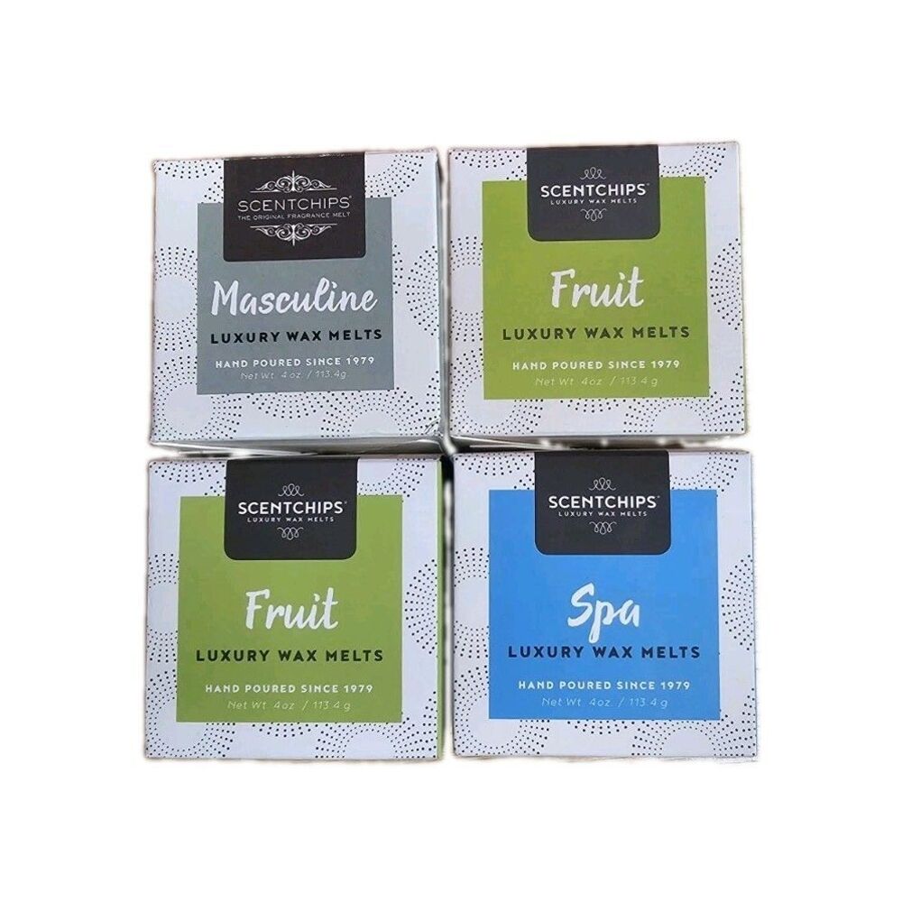 Scentchips Luxury Wax Melts Lot of 4 Open Box Dockside Cherry Spa Fruit 4 oz